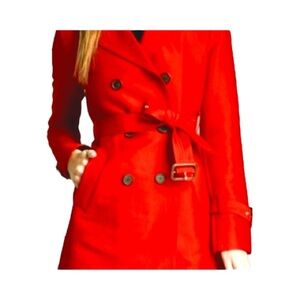 BCBG MaxAzaria Red Belted Trench Coat Size Small, NWOT!